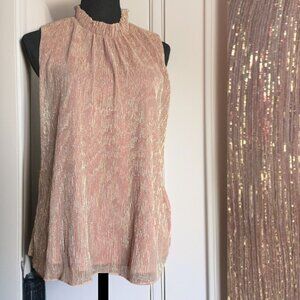 ERI + ALI ( SM ) Rose Gold Metallic Shimmery Sleeveless lined blouse.